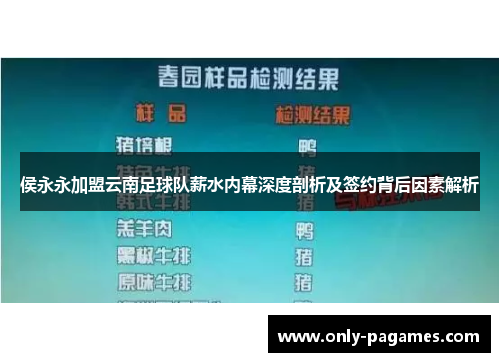 侯永永加盟云南足球队薪水内幕深度剖析及签约背后因素解析
